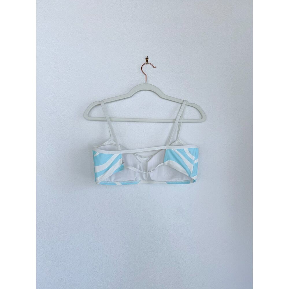 NWOT Kate Spade New York Women's U Neck Bikini Top in Blue & White Wave Size L - Picture 5 of 9